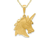 14K Yellow Gold Unicorn Head Charm Pendant Necklace with Chain